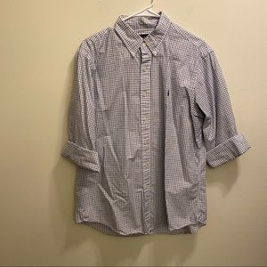 Polo Ralph Lauren White Blue Plaid Shirt Large EUC